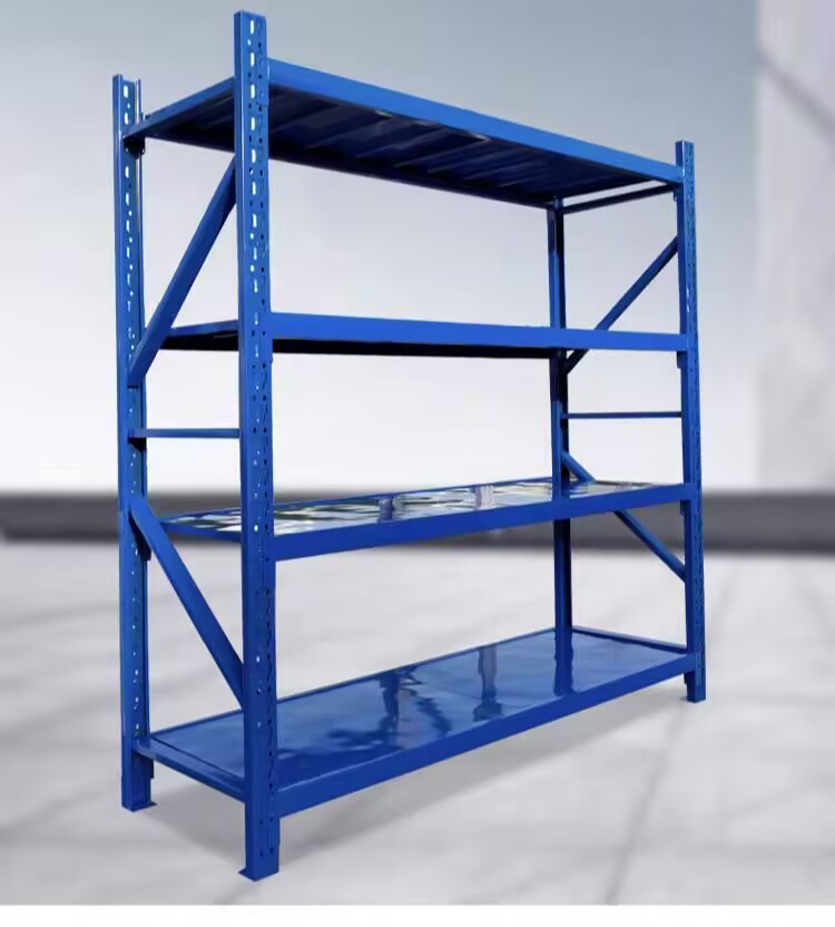 4-Tier Light-Duty Boltless Steel Storage Shelving Unit Light-duty blue metal storage shelving unit, 4-tier boltless steel rack for warehouse and home storage